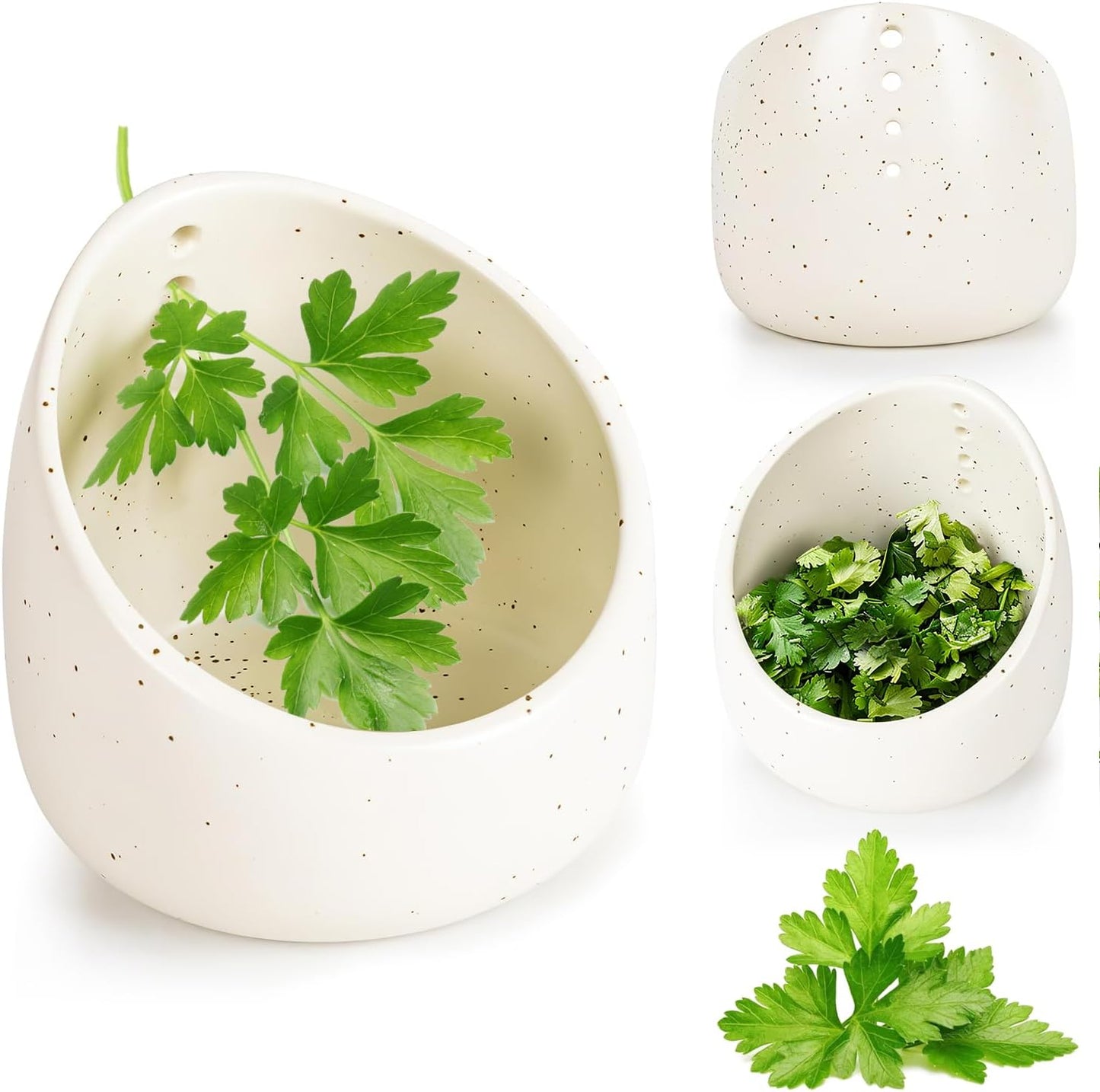 Pottery Herb Stripper Bowl, Handmade Ceramic Herb Peeling Bowl, for Separating Leaves and Stems (Green)