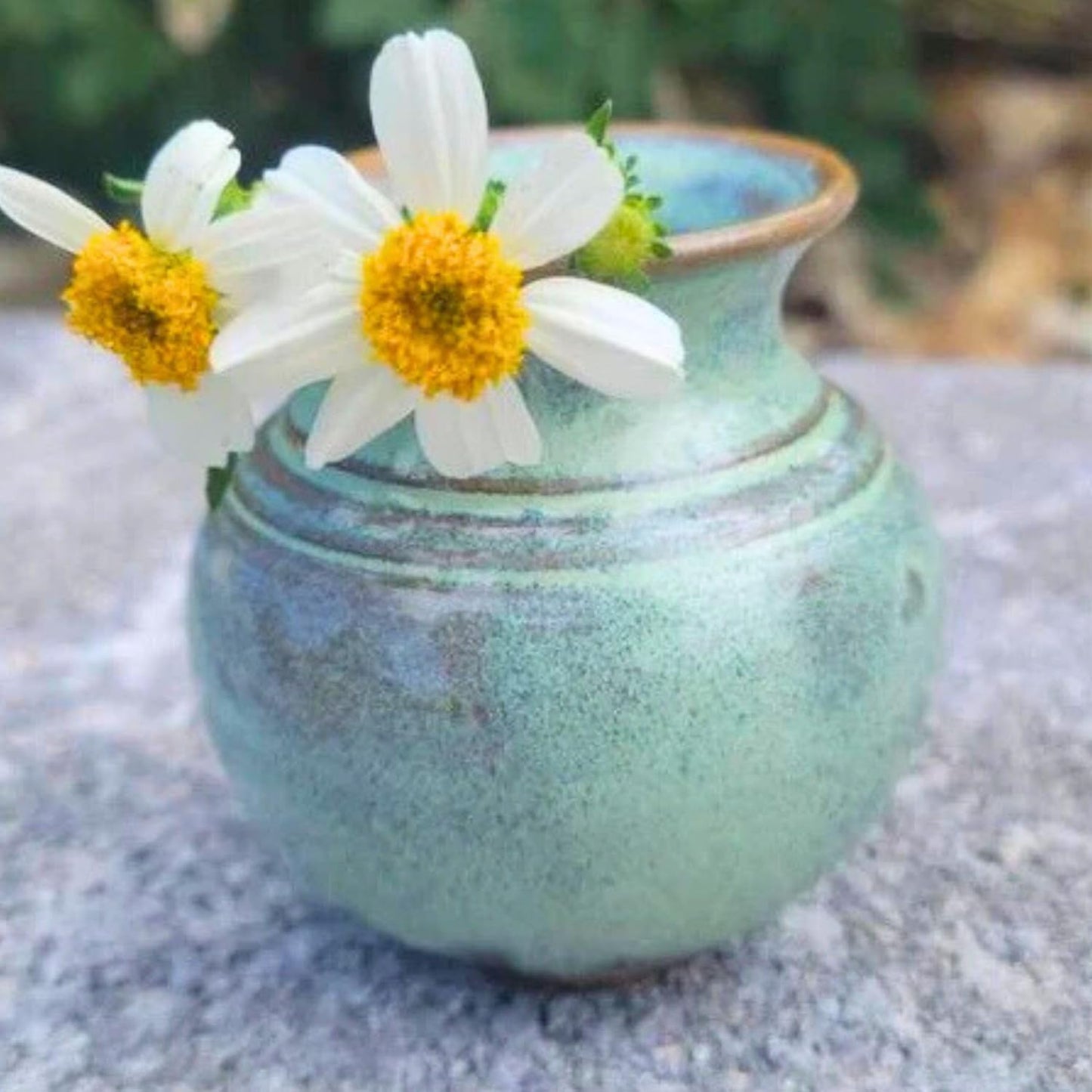 Handmade Dandelion Flower Pot for New Mommy to Be - Miniature Pottery Vase for Baby Shower Favor Presents Green
