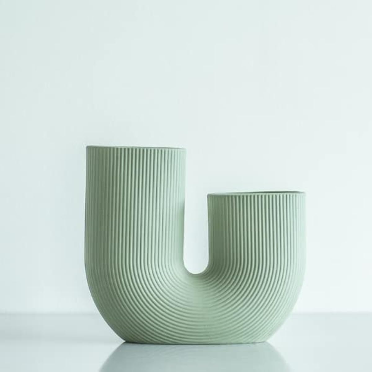 Green U Shaped Ceramic Vase for Flowers, Modern Home Decor, Gift, Entranceway, Dining Table and Bookshelf