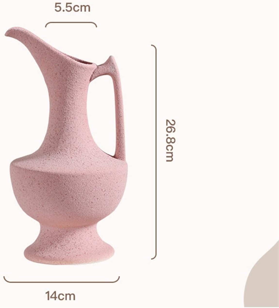 Ceramic Vase Tall with Handle Matte Glazed Pottery Vessel Ceramic Vase for Real or Fake Flowers, Vase for Centerpieces(Pink)
