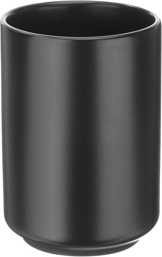 HARFINGTON Japanese Ceramic Tea Cups 8oz / 240ml Simple Solid Color No Handle Ceramic Tea Mugs Matte Glazed Cylindrical Cup for Matcha Tea Wine Black Tea Coffee Drinks, Black