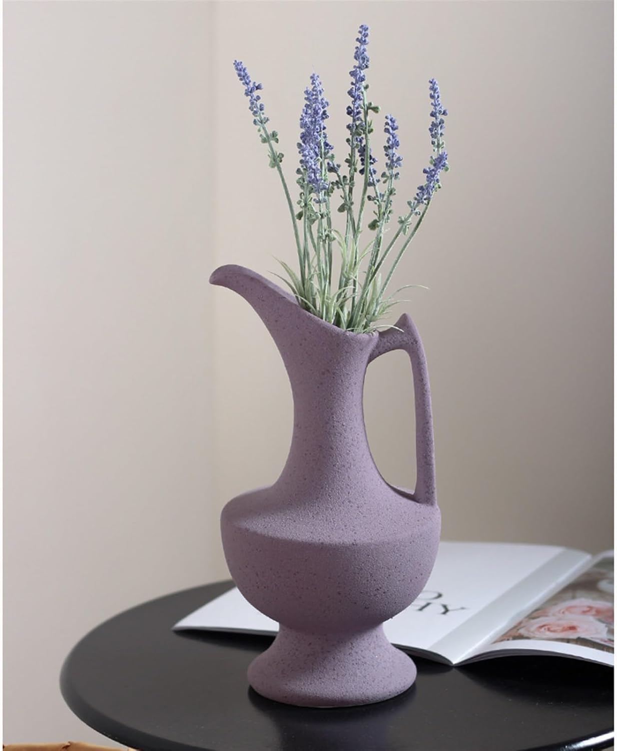 Ceramic Vase Tall with Handle Matte Glazed Pottery Vessel Ceramic Vase for Real or Fake Flowers, Vase for Centerpieces(Pink)