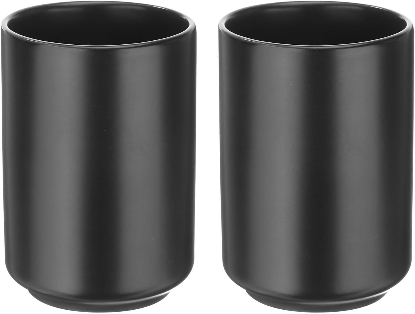 HARFINGTON Japanese Ceramic Tea Cups 8oz / 240ml Simple Solid Color No Handle Ceramic Tea Mugs Matte Glazed Cylindrical Cup for Matcha Tea Wine Black Tea Coffee Drinks, Black