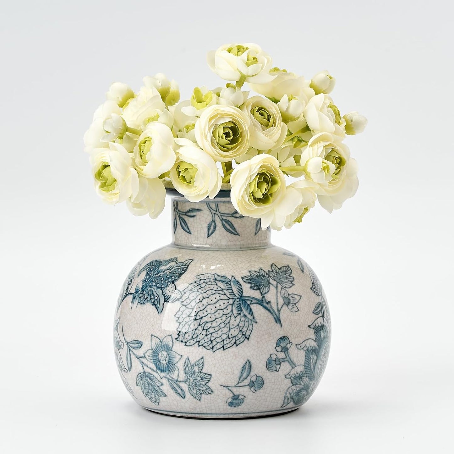 SIDUCAL Ceramic Rustic Farmhouse Vase | 6 Inch Pottery Decorative Flower for Home Decor | Boho Vase | Terracotta for Table, Living Room, Bathroom Decoration, Shelf Decor, Mantel