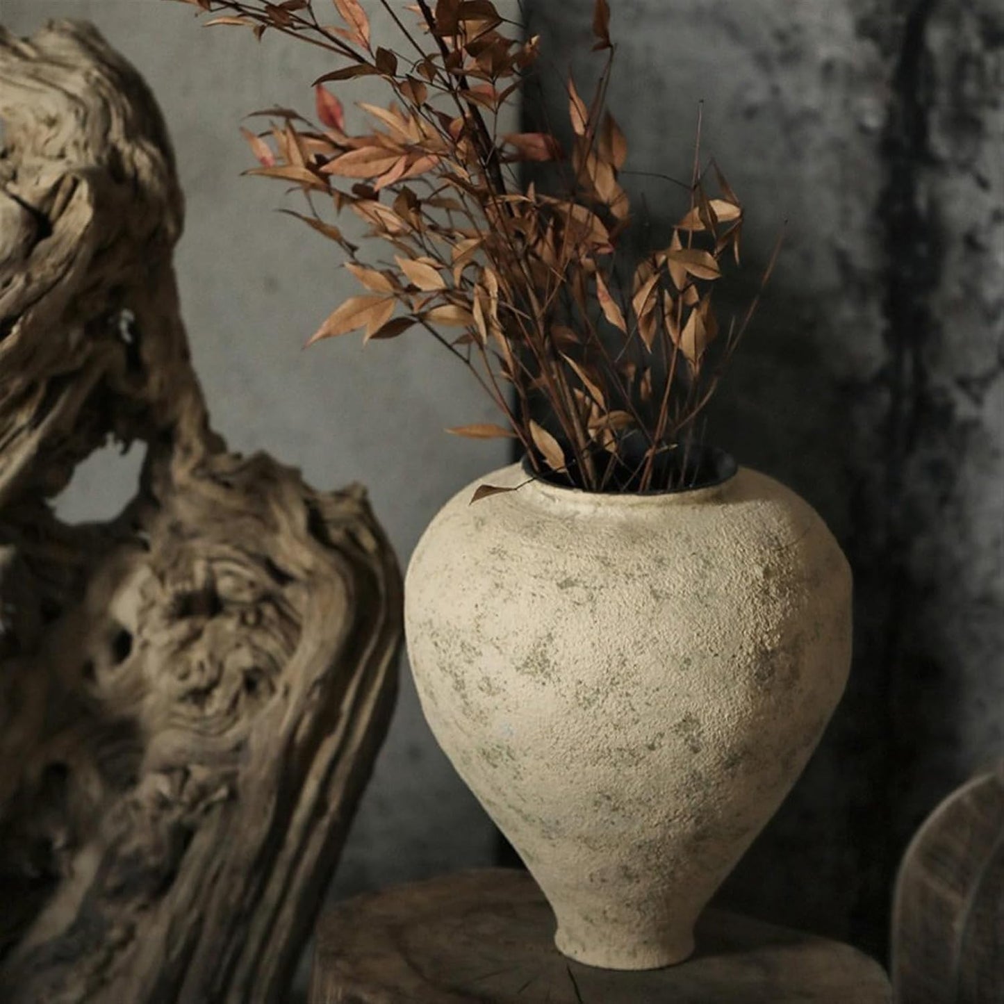 Ceramic Vase for Farmhouse Decor, Pottery Clay Tall Terracotta Vase for Flowers, Pottery Vase for Living Room Decor