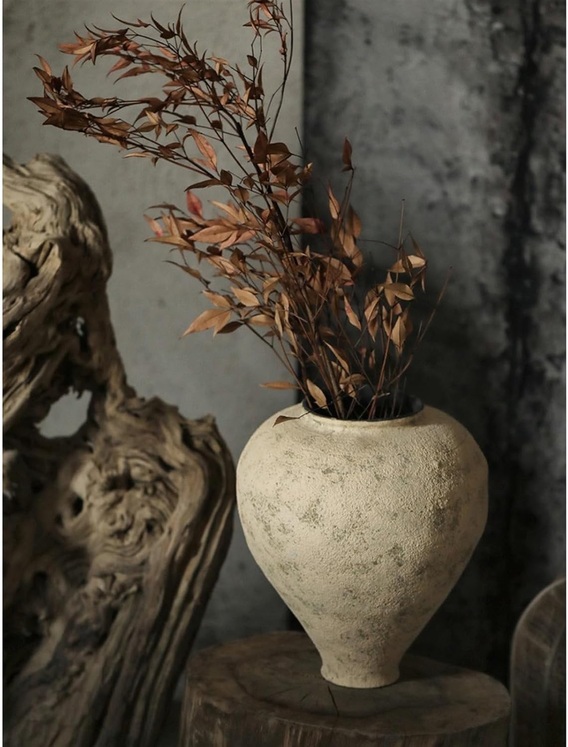 Ceramic Vase for Farmhouse Decor, Pottery Clay Tall Terracotta Vase for Flowers, Pottery Vase for Living Room Decor