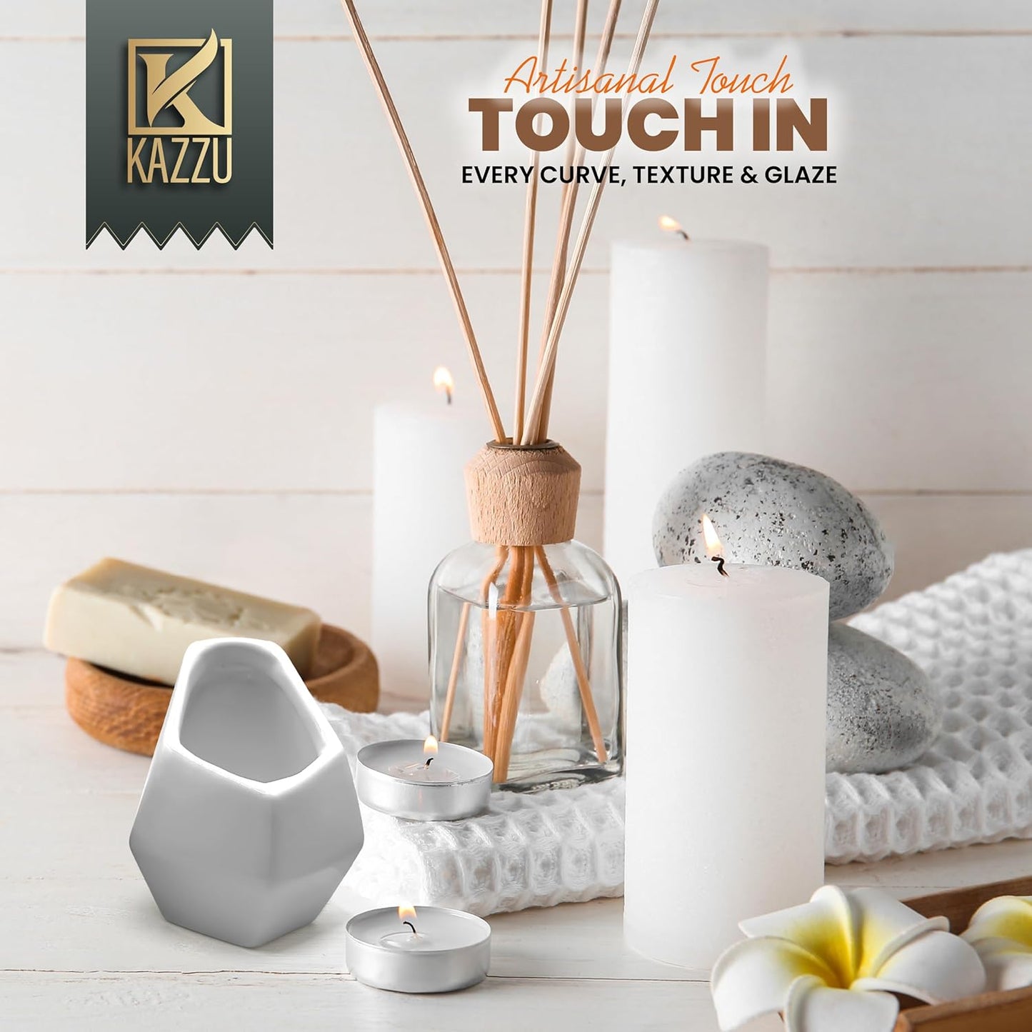 Kazzu Ceramic Match Holder with Striker - Unique Handmade Matches Holder Match Jar, Matches Sold Separately