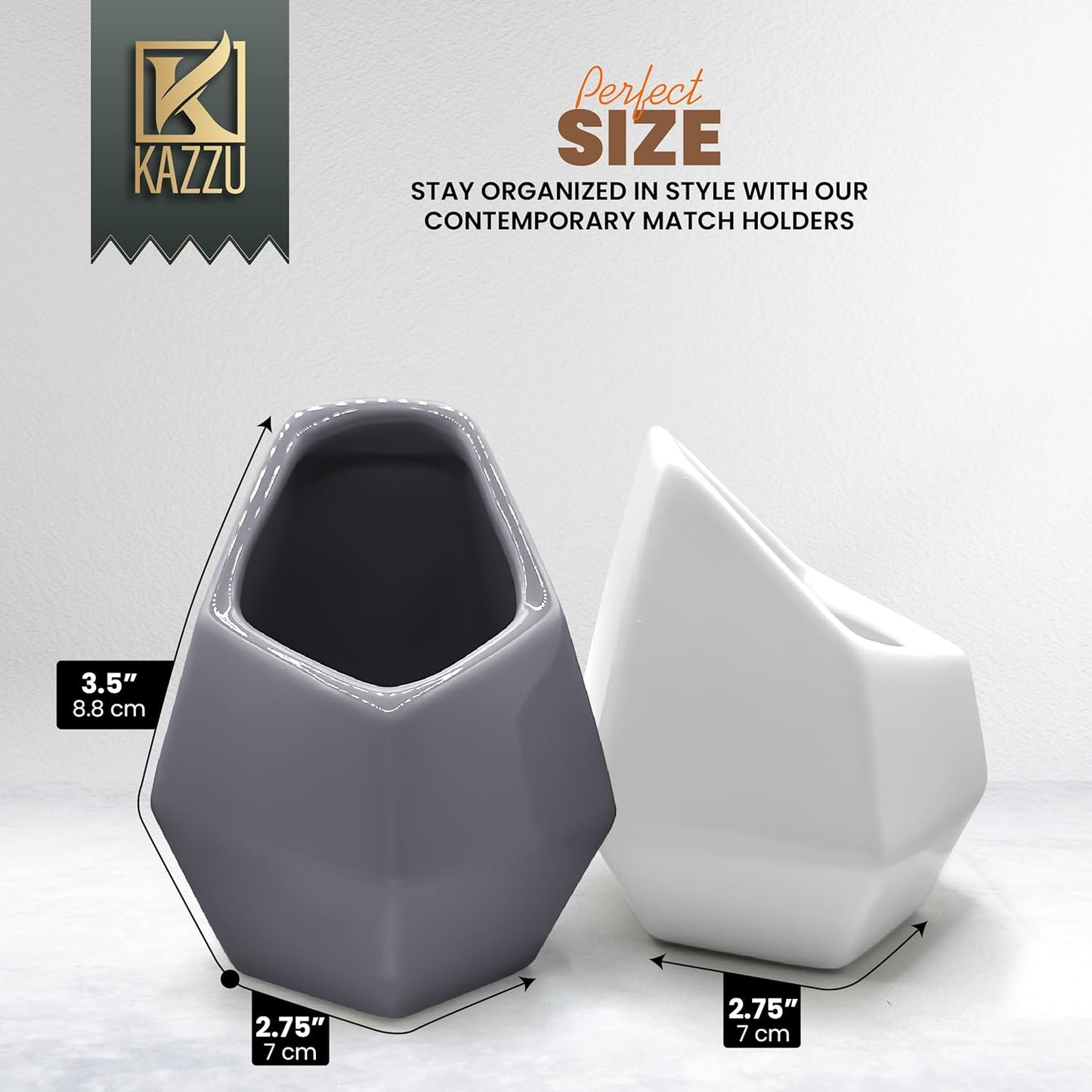 Kazzu Ceramic Match Holder with Striker - Unique Handmade Matches Holder Match Jar, Matches Sold Separately
