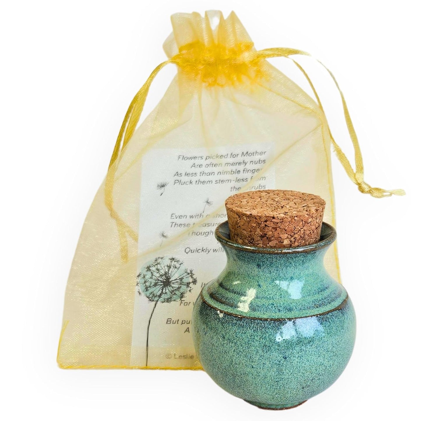 Handmade Dandelion Flower Pot for New Mommy to Be - Miniature Pottery Vase for Baby Shower Favor Presents Green