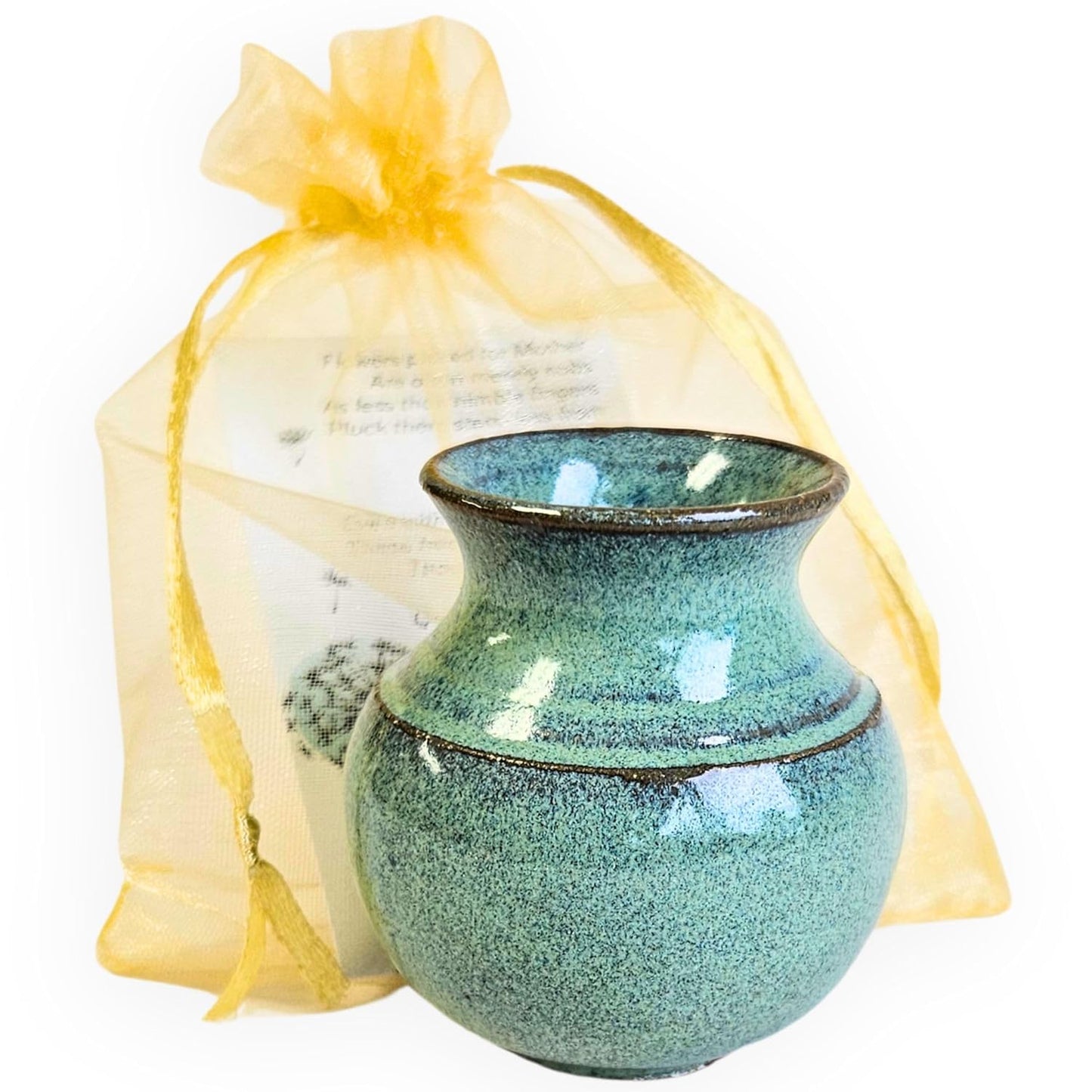 Handmade Dandelion Flower Pot for New Mommy to Be - Miniature Pottery Vase for Baby Shower Favor Presents Green
